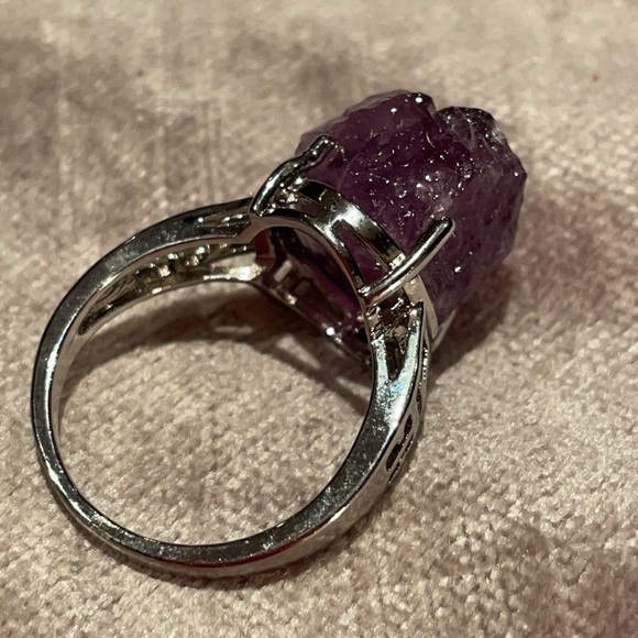 AMETHYST Rough Cut Chunky Ring Size 6 NWOTS - Picture 4 of 9